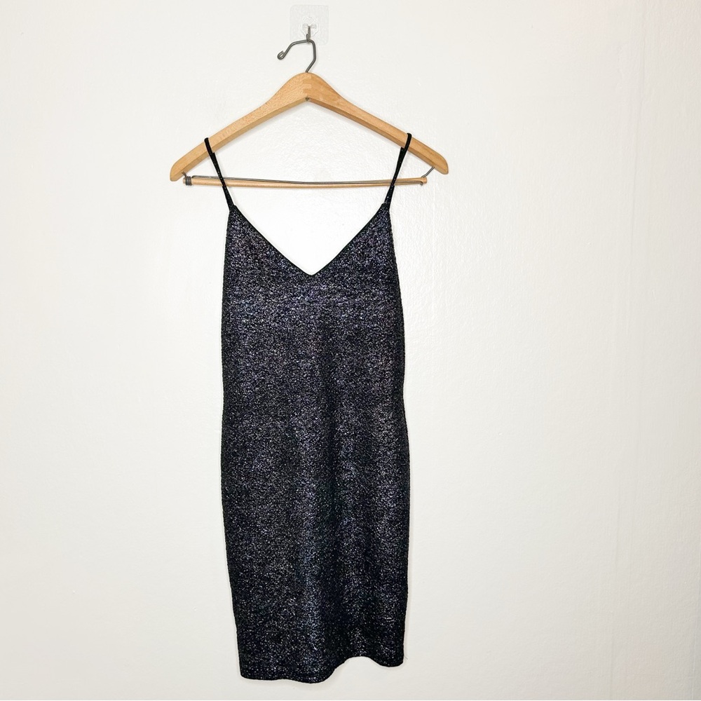Mezzanine USA Sparkle Glitter Festive Party Bodycon Mini Dress Medium M - Picture 2 of 8